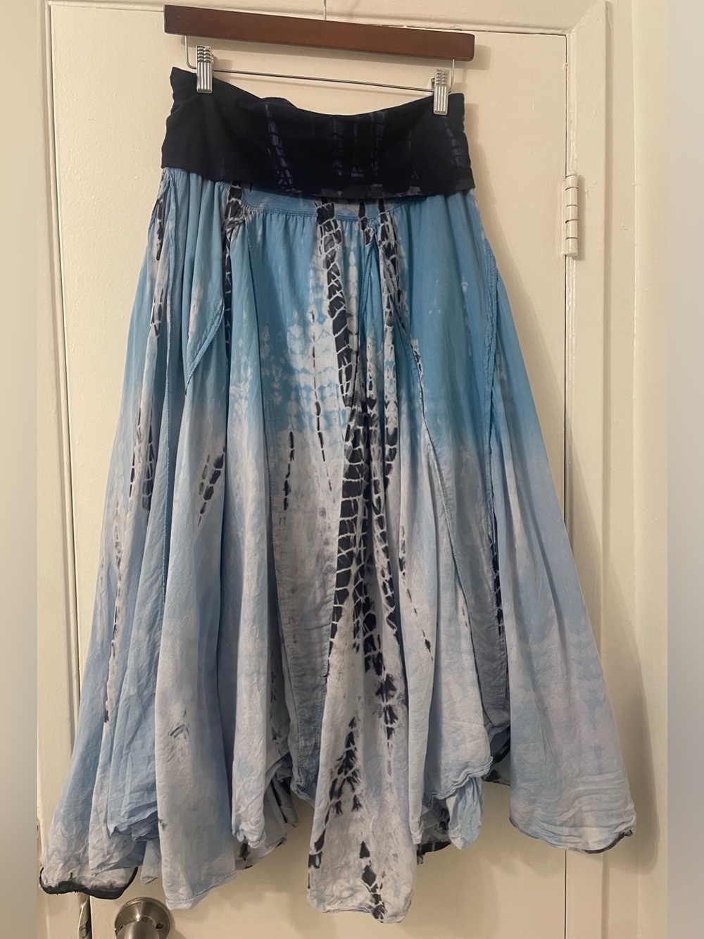 Vintage Y2K Blue Tie Dye Boho Foldover
Asymmetrical Skirt